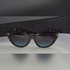Tiffany & Co. Blue Gradient Round Sunglasses with Gold Accents